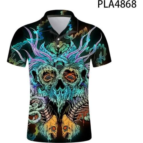 2020 New Summer 3D Printed Cool Skeleton Men Polo Shirt Fashion Streetwear Casual Summer Hombres Harajuku Short Sleeve Ropa
