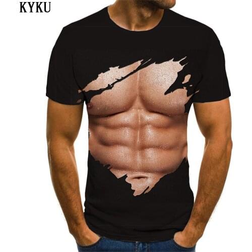 2021 New Creative Abdominal Muscle Brawny 3D Printing Punk Gothic Street Fashion Clothing Mens Womens Childrens Short Sleeves