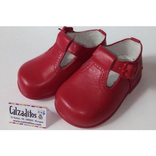 Shaped shoes pepito in napa red buckle of Nens