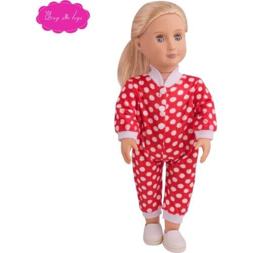 18 inch Girls doll clothes Cute red polka dot onesie American new born dress Baby toys fit 43 cm baby dolls c5