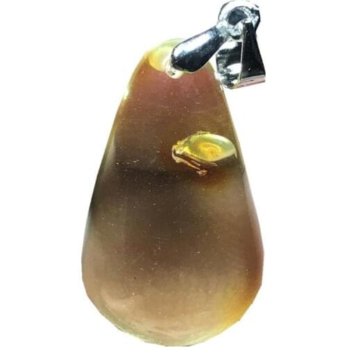 100% Natural Yellow Amber Pendant Jewelry For Women Man Crystal Silver 24x14x8mm Beads Gemstone Fashion Necklace Pendant AAAAA