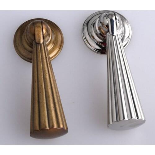 Modern simple silver Pendant drawer shoe cabinet knob pull retro style yellow bronze kitchen cabinet furniture door handle