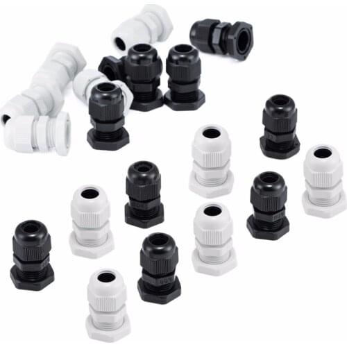 10pcs PG9 Black White Cable Glands Mayitr Waterproof Plastic Nylon Cable Gland Connectors Joints 4-8mm For Electrical Appliances
