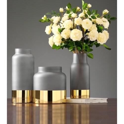 Nordic Vase Frosted Phnom Penh Light Luxury Glass Vase Home Gardening Table Decoration Flower Arrangement Hydroponic Flower