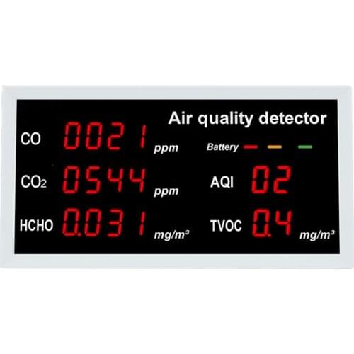 W17 Indoor Air Quality Monitor Rechargeable CO CO2 Formaldehyde HCHO TVOC AQI Detector Real Time Tester for Car Home Office