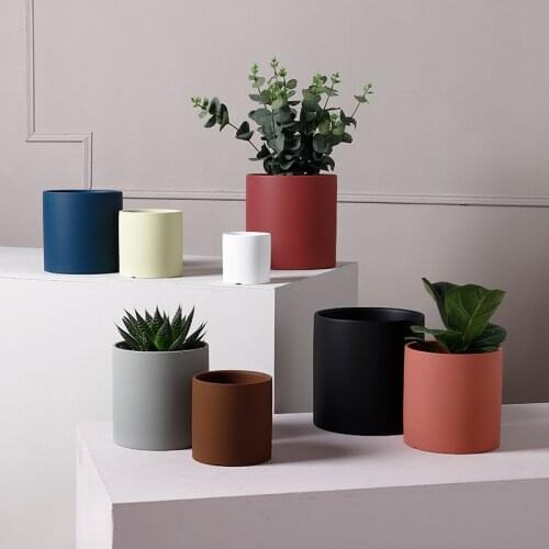 1pc New Style European Pure Color Flower Pot Home Decoration Succulent Ceramic Flowerpot Plant Pot With Hole