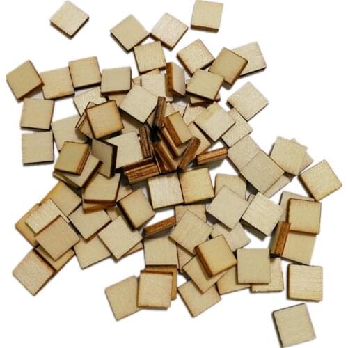 100PCS 10MM Unfinished Wood Ornaments Square Blanks Wooden Cutouts Crafts for DIY Crafts Painting Staining Burning Coasters