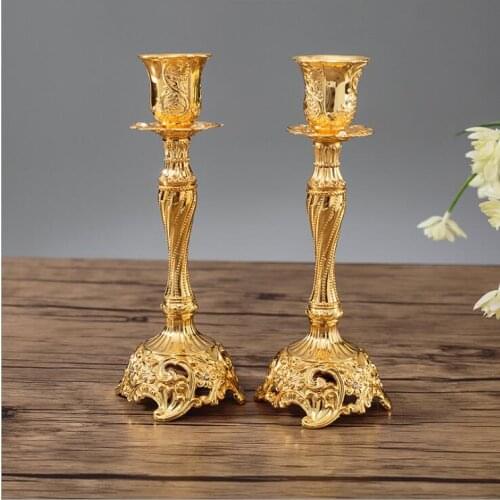 2PCS/ pair Europe metal candle stand god candlesticks metal antiques table home decoration candle holders ZT117