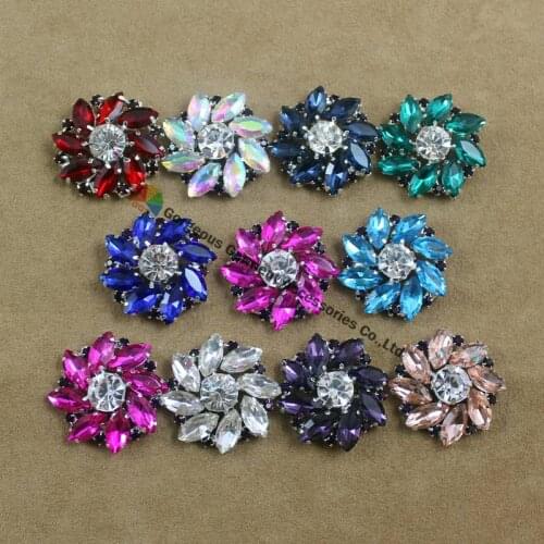 20pcs 25mm Bling Siam Navy Royal blue Emerald Amethyst Aquamarin rhinestone button AB Crystal centerpieces diy browband wedding