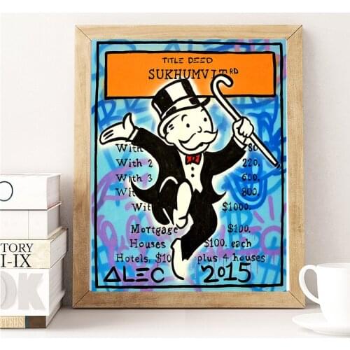 Alec Monopolyingly Light Blue Title Deed Street Art Graffiti Canvas Poster Print Oil Painting Wall Picture Modern Decoration