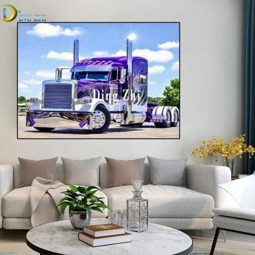 DIY Diamond Embroidery Purple Truck Head Diamant Cross Stitch Full Square Diamond Painting Front Mosaic Pictures Car Hobby Kit
