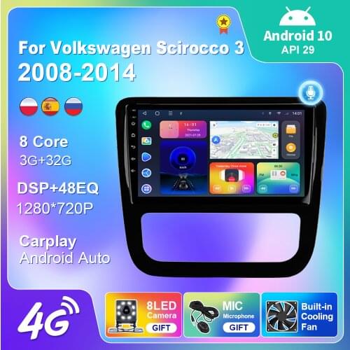 Car Radio Player For Volkswagen Scirocco 3 2008-2014 Android 10 Auto Multimedia Player Carplay Backup Camera Antenna No 2din DVD