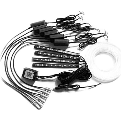 Car Ambient Lights for 2pc Center Console 4pcs Doors 4pcs Foot Decorative with 6M Optical Fibre No Threading App Control