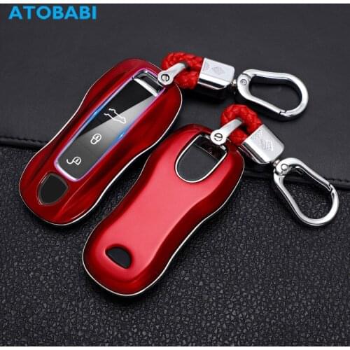 ATOBABI ABS Car Key Cases For Porsche Panamera Cayenne 2017 2018 2019 2020 Smart Keyless Entry Remote Control Fobs Protect Cover