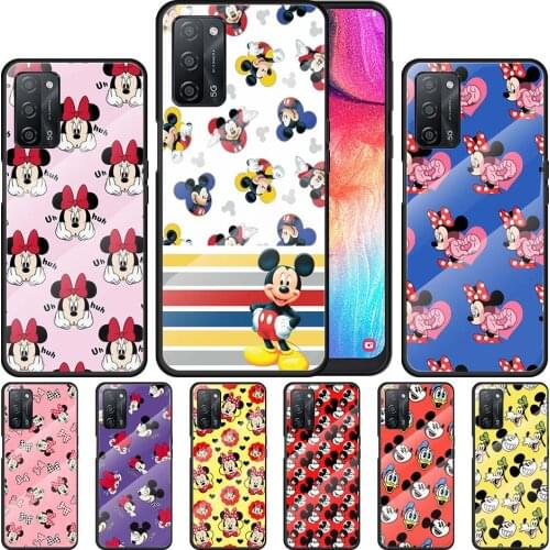 Lovely Mickey Disney for OPPO Realme 7i 7 6 5 Pro C3 XT A9 2020 A52 Find X2Lite Luxury Tempered Glass Phone Case Cover