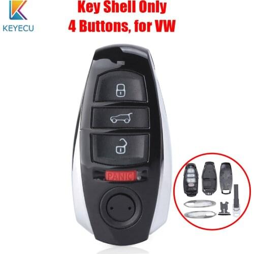 Keyecu Remote Car Key Shell Case Cover 4 Buttons for Volkswagen VW Touareg 2011 2012 2013 2014 2015 2016