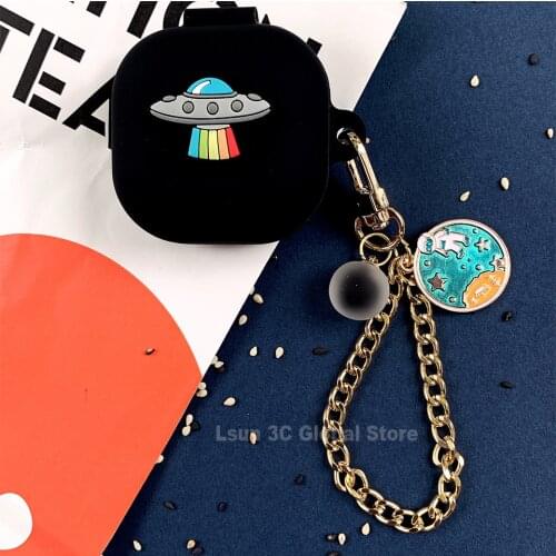 Cute Cartoon Astronaut Cover for Samsung Galaxy Buds Live 2020 Case Bluetooth Earphone Shockproof Case Luxury Chains Lanyard New