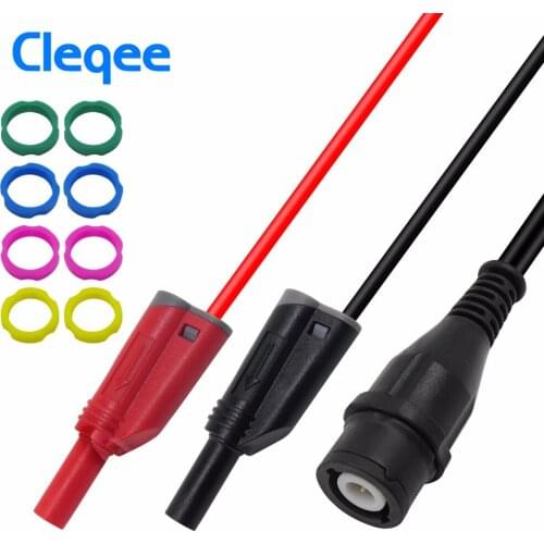 Cleqee P1204 BNC male plug to 4mm Safety Stacking Banana plug Coaxial Cable Oscilloscope Test Lead 120CM