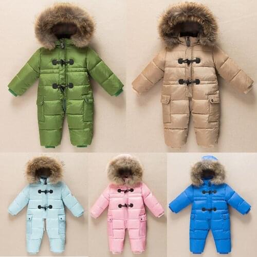 Children Duck Down Jacket For Boys 2021 Russian Winter Fashion 11 Colors Baby Girls Clothes Snowsuit 0-24m Thickened Jumpsuits