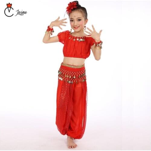 Childrens belly dance set children Indian dance costumes kids dance clothes sequins tassel performance clothing 2 pcs and 6 pcs