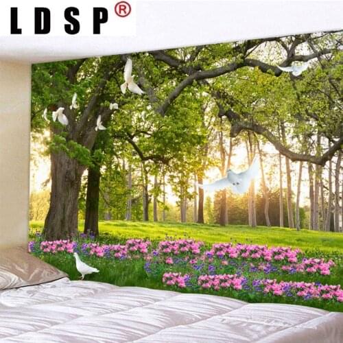 LDSP Tapestry Green Forest Sunshine Poster Picture Wall Hanging Wall Covering Rugs Background Cloth Beach Mat Blanket Art Decor