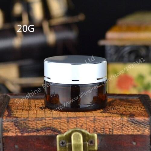 Hot sale - 200PCS/LOT 20g amber glass jar, 20cc amber cream bottle, glass container,cosmetic packaging