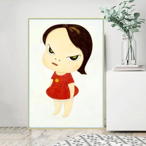 Holover Yoshitomo Nara"The Girl"Canvas Oil Painting Japanese Manga Unframed Cartoon Artwork Wall Art Home Decoration Aesthetic
