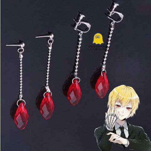 2 PCS Hunter x Hunter Kurapika Kurta Dangle Earrings Cosplay Earrings Ear Clip One Pair Halloween Cosplay Costumes Props