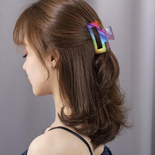 Exquisite Multiple Vintage Acetate Checkerboard Hair Claws korean Elegant women Plaid Shark clips Barrette Hair Accessories