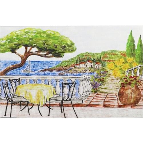 JANKNG 4Pcs Table Decorative Mats Pastoral landscape PVC Placemats Waterproof Non-slip Table Mats Kitchen Oil-proof Dinning Mats