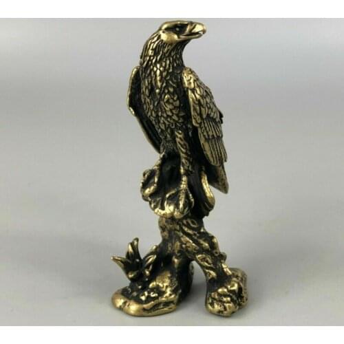 Chinese Old Antique Collectible Brass Handwork Tibet Plateau God Eagle Statue a