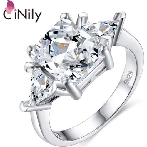 CiNily Created White Cubic Zirconia Silver Plated Wholesale Fashion for Women Jewelry Birthday Party Gift Ring Size 6-9 NJ43