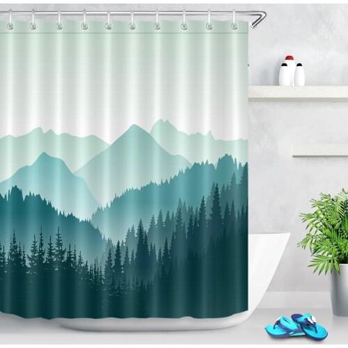 Beautiful Mountains Tree Landscape In Summer 3d Shower Curtains Bathroom Curtain Waterproof Fabric for Bathtub Home Decor