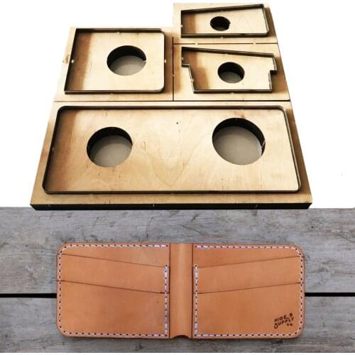 Japan Steel Blade Bifold Die Cutter Six Pocket Card Wallet Template DIY Leather Wallet Wooden Knife Mould Hand Punch Tool Set