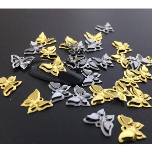 50pcs/pack Japan Alloy Nail Art Punk Style 3D Butterfly Metal Accessories Decoration for Phototherapy Nail Sticker DIY