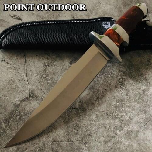 OUTDOORS BOWIE KNIFE Army Hunting KNIFES Fighting Fixed-Blade TACTICAL COMBAT Weapons Knives Wilderness Survival Camping Tools