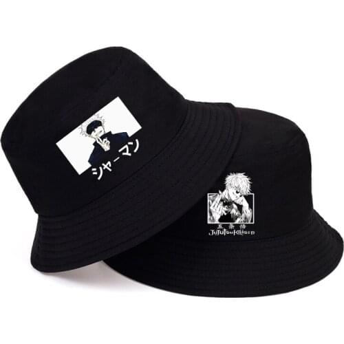 Anime Gojo Jujutsu Kaisen Hot Print Bucket Hat Women Fashion Fishing Bob Hats For Men Harajuku Sunscreen Sun MenS Fisherman Cap