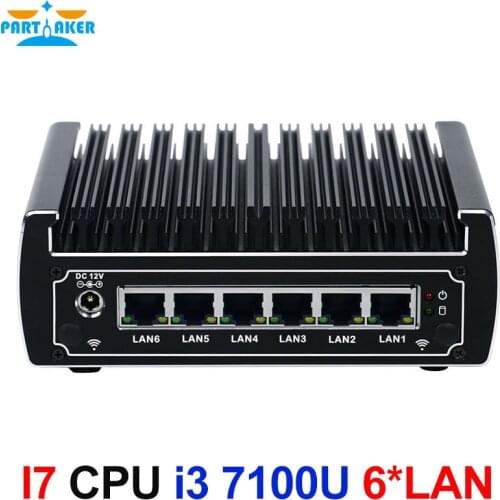 Partaker 6*Intel 82583V Lan Fanless Intel Kaby Lake Core i3 7100u dual core 2.4GHz Mini PC Linux Firewall Router DHCP VPN Server