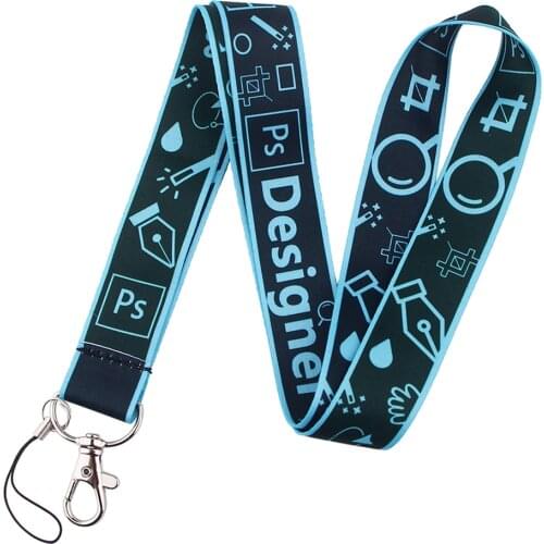 PF424 Dongmanli PS AI Photoshop Chain Neck Straps lanyard Car Keychain ID Card Pass Gym Mobile Key Ring Badge Holder Jewelry