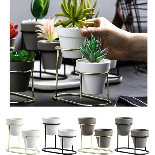 Metal Flower Pot Holder Stand Succulent Plant Pots Set Modern Garden Decor