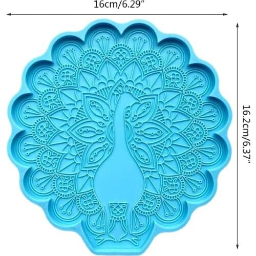 N0HE Peacock Coaster Epoxy Resin Mold Peahen Cup Mat Mug Pad Silicone Mould DIY Crafts Ornaments Home Decorations Casting Tools