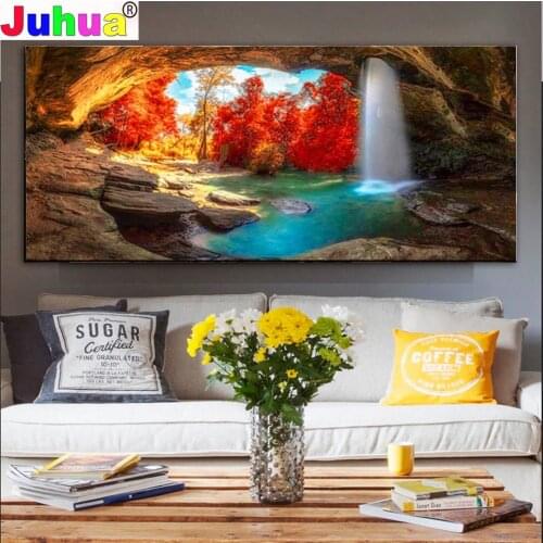Nature waterfall Landscape diamond Painting Sunshine Forest Lake embroidery with diamond mosaic 5D icon large size decoration