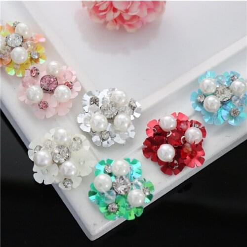 Multicolor Handmade Beaded Patch Pearl Flower Cloth Stickers Clothes And Shoes Applique Decoration DIY Accessories