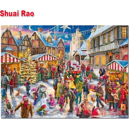 Happy new year 5d DIY diamond painting cross stitch diamond embroidery mosaic snow street full square/round drill Christmas gift