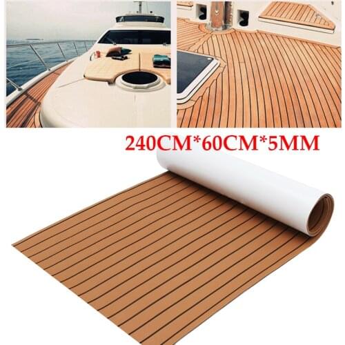 600x2400x5mm Self-Adhesive Brown Black Teak Decking EVA Foam Marine Flooring Faux Boat Decking Sheet