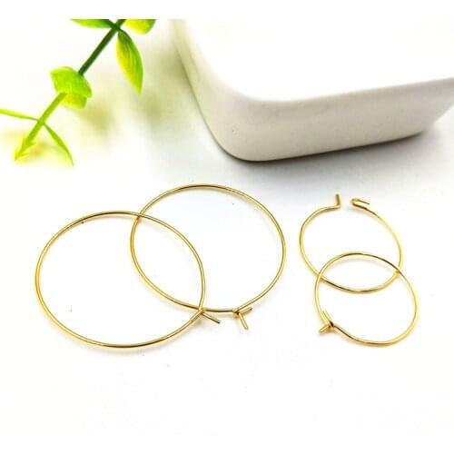 Seasha 50pcs 20/25/30/35/40mm Golden 316L Stainless Steel Hoop Earring Jewelry Findings Accessories Wine Glass Charms