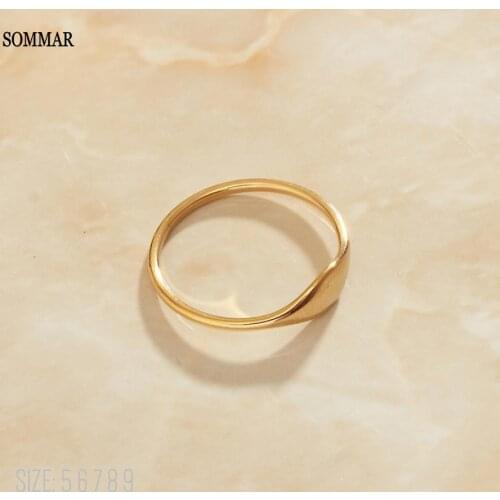 SOMMAR NEW!! 18KGP Gold Filled size 6 7 8 female wedding rings CAMBERED surface opal High Quality Jewelry