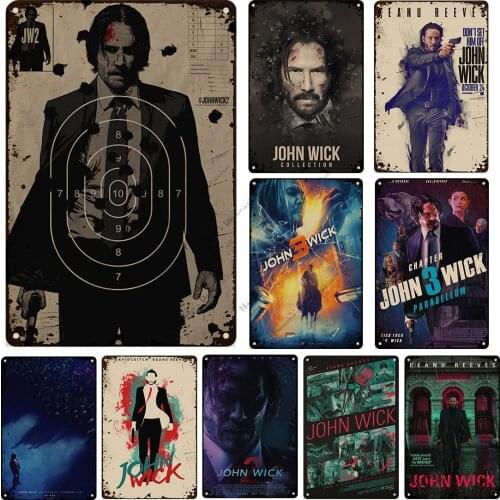 Old Vintage Poster Metal Tin Sign American Thriller Crime Movie John Wick Metal Signs Home Bar Club Wall Decor Metal Plaque