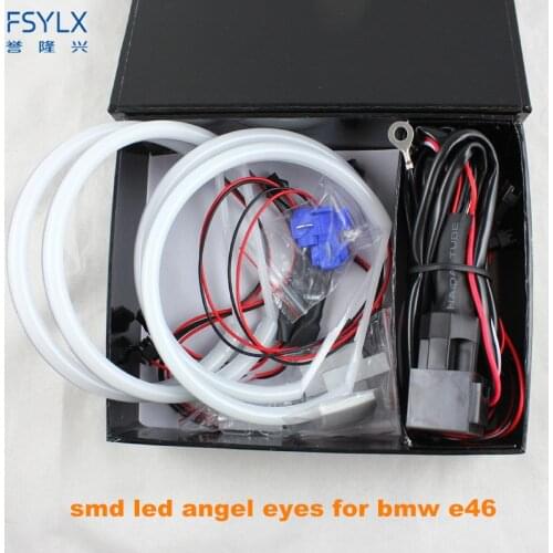 Ultra bright 4*131mm 3014 SMD LED Angel Eyes for BMW E39 E46 E38 E36 projector led headlight halo ring kit white for bmw e39 E46