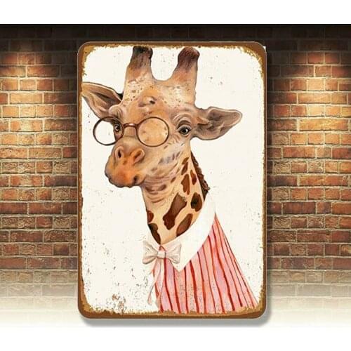 Retro Vintage Metal Tin Signs Animal Plaque Art Plate Customization Wall Decor